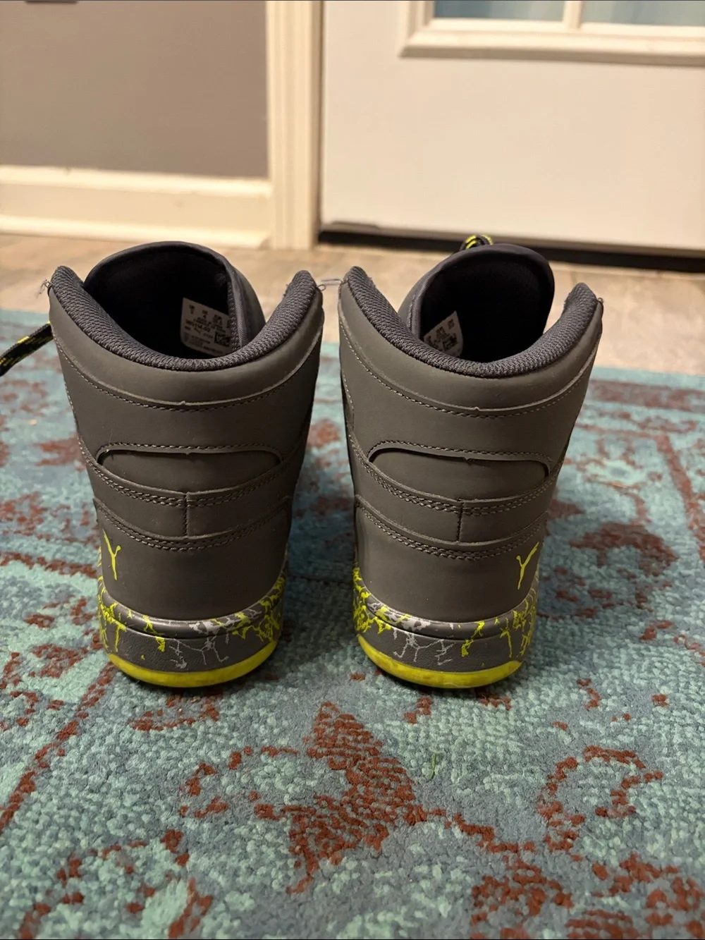 Puma kid’s Mid-Top Sneakers in Grey/Lime with Marbled Midsole